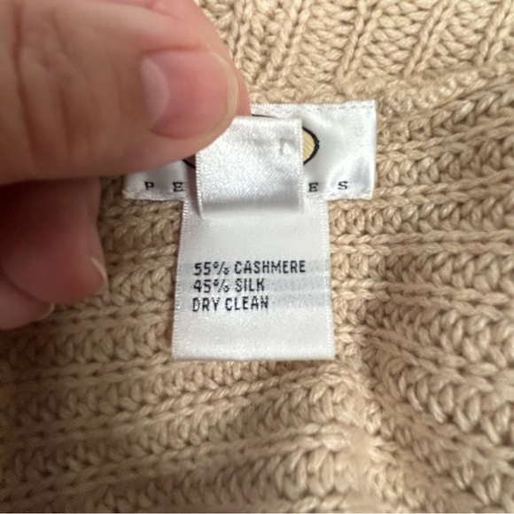 Talbots Tan Women's Cashmere Silk Open-Front Sweater - Picture 5 of 7